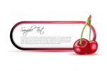 Glossy Red Frame with Cherries and Sample Text